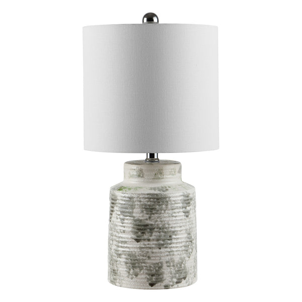 Branko Ceramic Table Lamp - Modern Elegance with Grey Texture & White Cotton Shade for Any Room