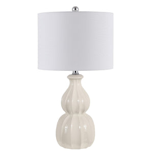 Wade Ceramic Table Lamp - Elegant Scalloped Design with Cotton Shade, Perfect for Modern Décor