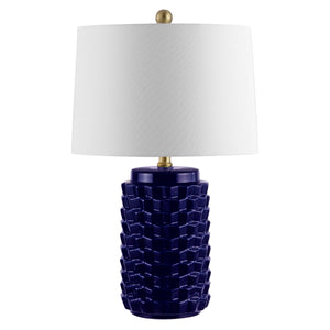 Weldon Ceramic Table Lamp - Bold Textured Design with White Shade, Modern Home Decor Accent Piece