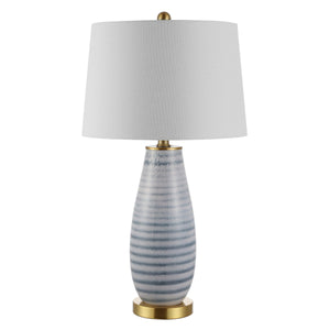 Eliana Glass Table Lamp - Striking Blue and White Ceramic Design with Elegant Brass Accents