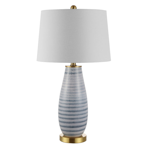 Eliana Glass Table Lamp - Striking Blue and White Ceramic Design with Elegant Brass Accents