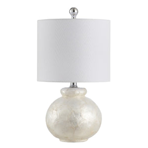 Ivy Table Lamp - Elegant Ivory Seashell Mosaic with Chic White Shade for Contemporary Décor