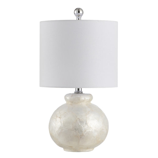 Ivy Table Lamp - Elegant Ivory Seashell Mosaic with Chic White Shade for Contemporary Décor