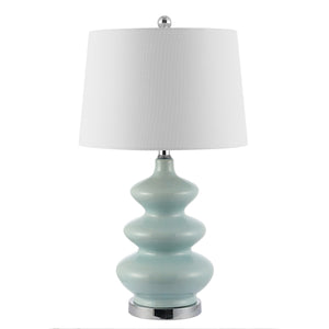 Brielle Mosaic Table Lamp – Modern Ceramic Design with Striated Lines and Elegant White Shade
