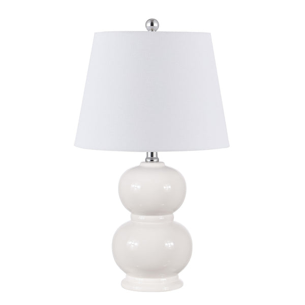 Everlee Elegant Ceramic Table Lamp in Rich Ivory with Timeless White Cotton Shade for Modern Decor