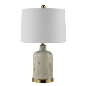 Sage Decorative Ceramic Table Lamp with White Shade & Elegant Gold Accents for Modern Décor