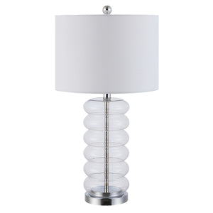 Peli Modern Glass Table Lamp - Stunning Geometric Design with Soft White Cotton Shade for Elegance