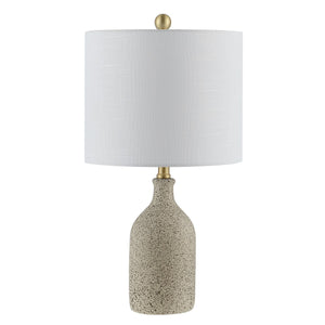 Gunnar Grey Ceramic Table Lamp with White Cotton Shade - Stylish Accent for Any Home Décor