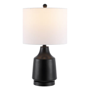 Atrius Table Lamp - Contemporary Black Resin Design with White Drum Shade, Perfect for Modern Decor