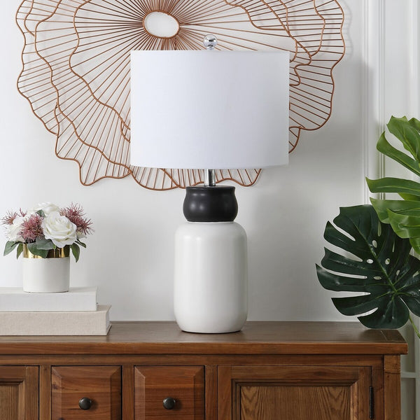 Ventrus Table Lamp – Contemporary Black and White Design with Crisp Shade, Perfect for Any Space