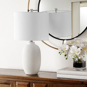 Zema Table Lamp - Elegant Ivory Ceramic Design with White Cotton Shade for Classic-Contemporary Decor