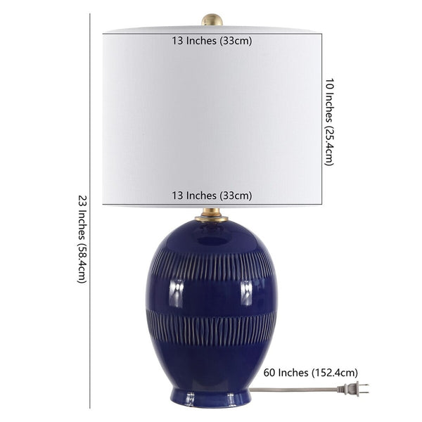 Liney Table Lamp - Regal Blue Crackle Ceramic with Gold Accents for a Stunning Home Décor Accent