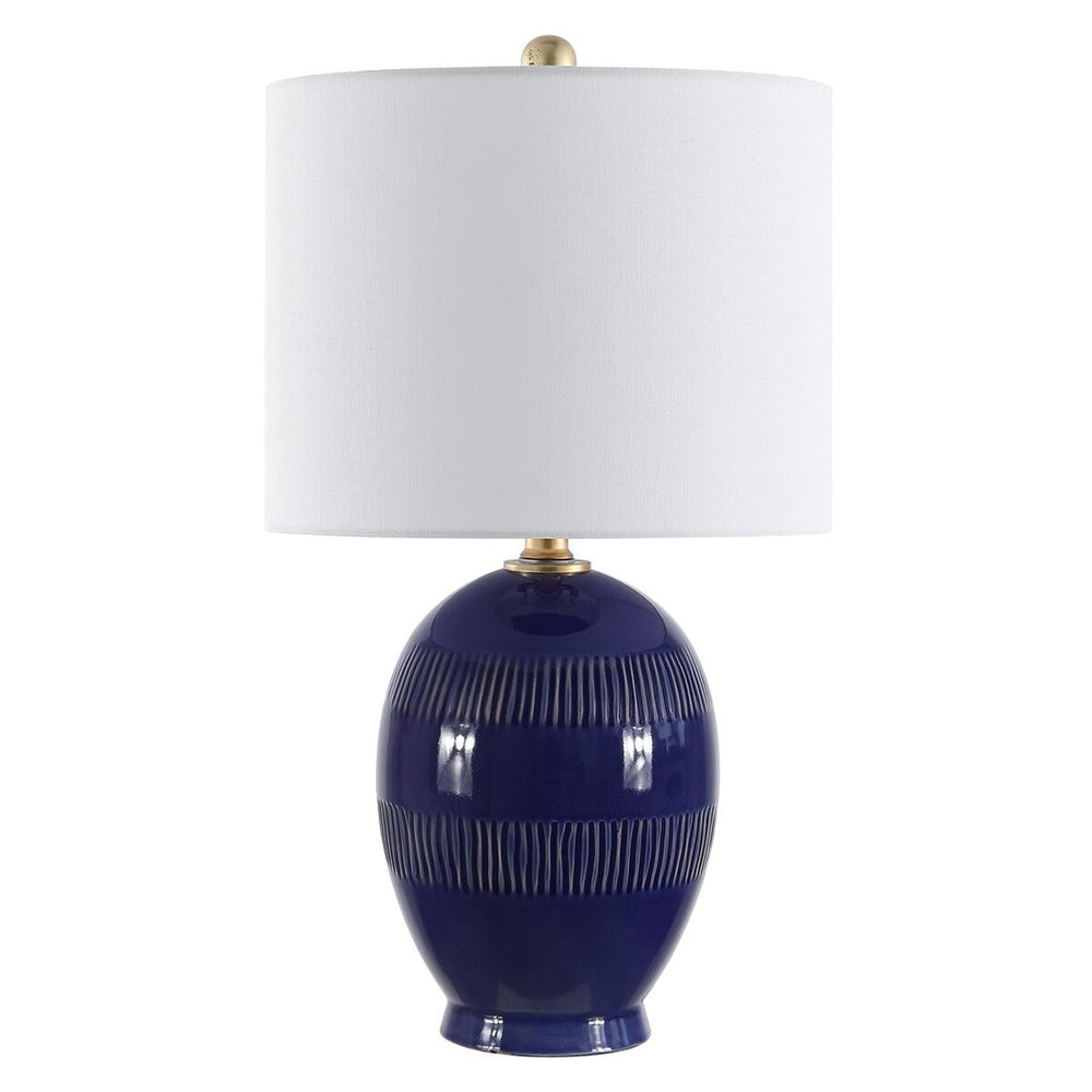 Liney Table Lamp - Regal Blue Crackle Ceramic with Gold Accents for a Stunning Home Décor Accent