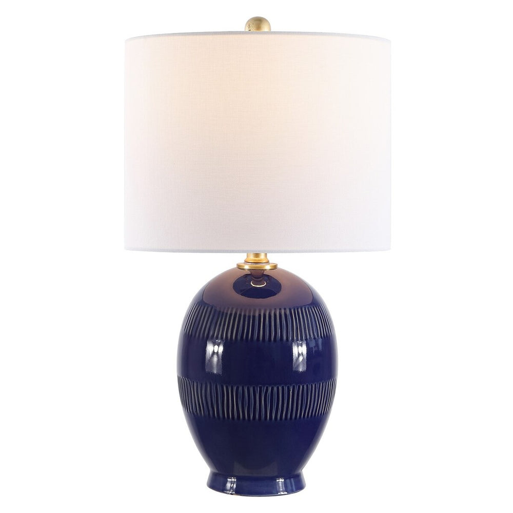 Liney Table Lamp - Regal Blue Crackle Ceramic with Gold Accents for a Stunning Home Décor Accent