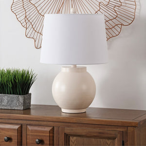 Lemeni Table Lamp - Timeless Cream Elegance with Curved Silhouette, Perfect for Classic-Contemporary Spaces