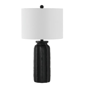 Candri Table Lamp - Elegant Matte Black Resin Base with Crisp White Shade for Chic Interiors