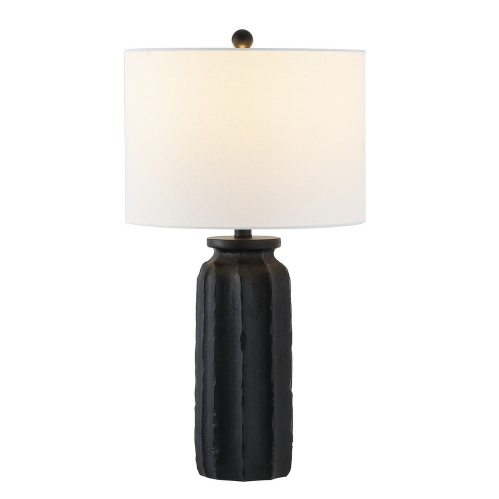 Candri Table Lamp - Elegant Matte Black Resin Base with Crisp White Shade for Chic Interiors