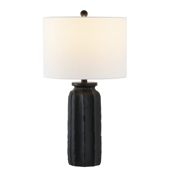 Candri Table Lamp - Elegant Matte Black Resin Base with Crisp White Shade for Chic Interiors