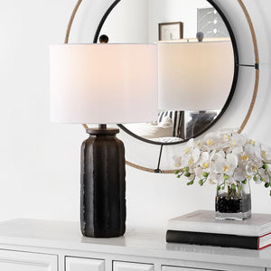 Candri Table Lamp - Elegant Matte Black Resin Base with Crisp White Shade for Chic Interiors