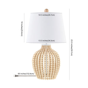 Rewli Table Lamp - Coastal Bohemian Elegance with Cream Resin Beads & Chic Black/White Design
