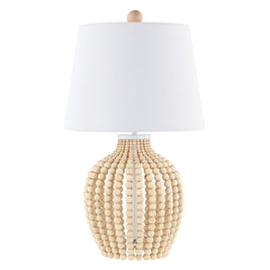 Rewli Table Lamp - Coastal Bohemian Elegance with Cream Resin Beads & Chic Black/White Design
