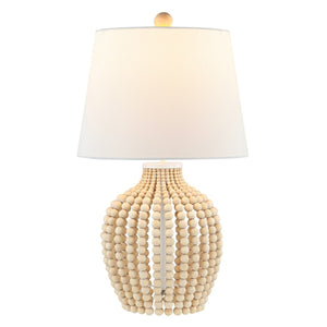 Rewli Table Lamp - Coastal Bohemian Elegance with Cream Resin Beads & Chic Black/White Design