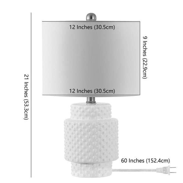 Sonter Table Lamp Set of 2 - Elegant Geometric Design in White Poly-Resin, Perfect for Any Room