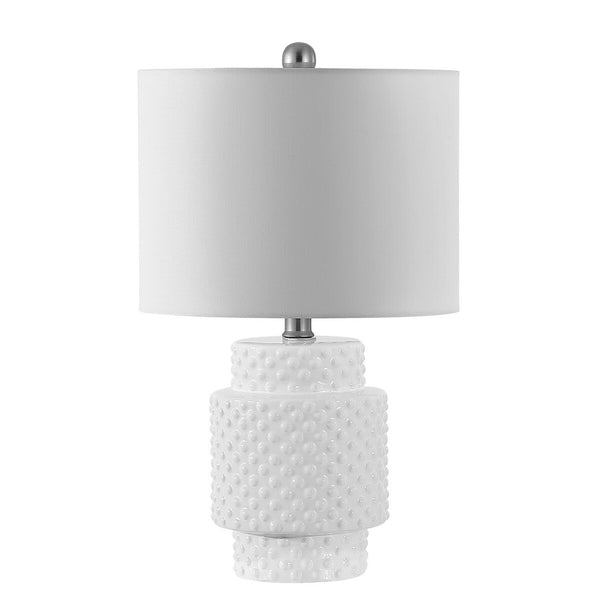 Sonter Table Lamp Set of 2 - Elegant Geometric Design in White Poly-Resin, Perfect for Any Room
