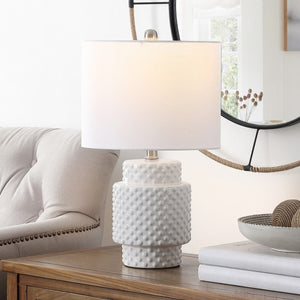 Sonter Table Lamp Set of 2 - Elegant Geometric Design in White Poly-Resin, Perfect for Any Room
