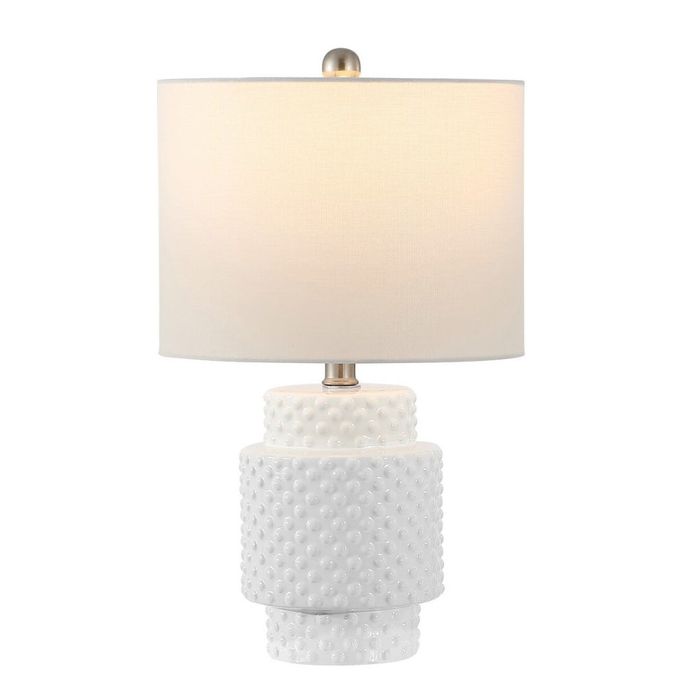 Sonter Table Lamp Set of 2 - Elegant Geometric Design in White Poly-Resin, Perfect for Any Room