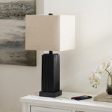 Safavieh Park, 24 Inch, Black, Resin, Table Lamp W/ Usb Port Black Resin TBL4462A-U