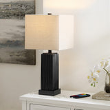 Safavieh Park, 24 Inch, Black, Resin, Table Lamp W/ Usb Port Black Resin TBL4462A-U