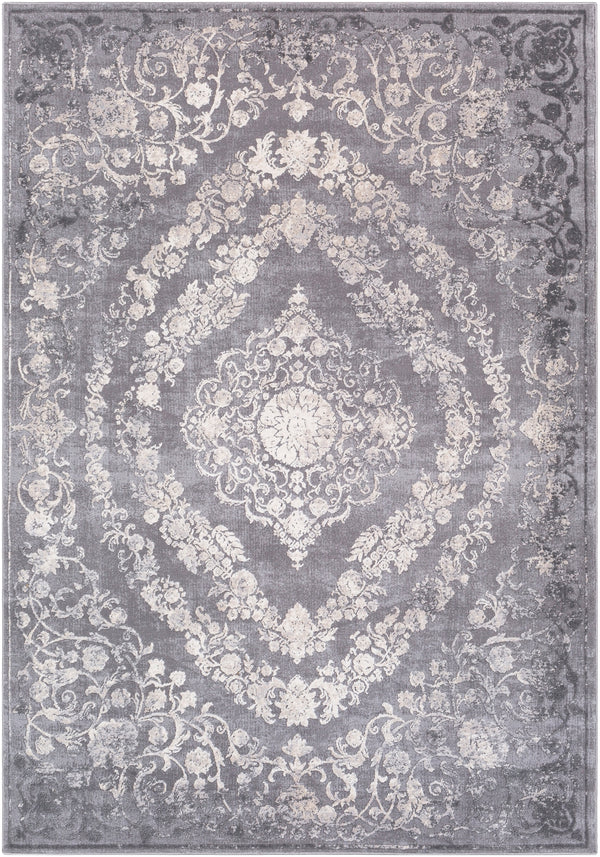 Tibetan TBT-2301 Traditional Polypropylene, Polyester Rug TBT2301-5376 Medium Gray, Charcoal, Cream, Khaki 80% Polypropylene, 20% Polyester 5'3" x 7'7"