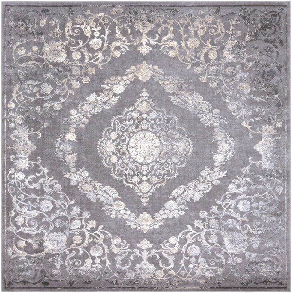 Tibetan TBT-2301 Traditional Polypropylene, Polyester Rug TBT2301-710SQ Medium Gray, Charcoal, Cream, Khaki 80% Polypropylene, 20% Polyester 7'10" Square