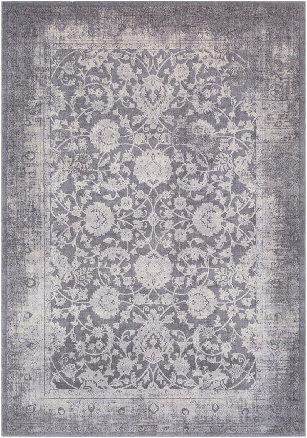 Tibetan TBT-2309 Traditional Polypropylene, Polyester Rug TBT2309-5376 Medium Gray, Ivory, Taupe, Charcoal 80% Polypropylene, 20% Polyester 5'3" x 7'7"