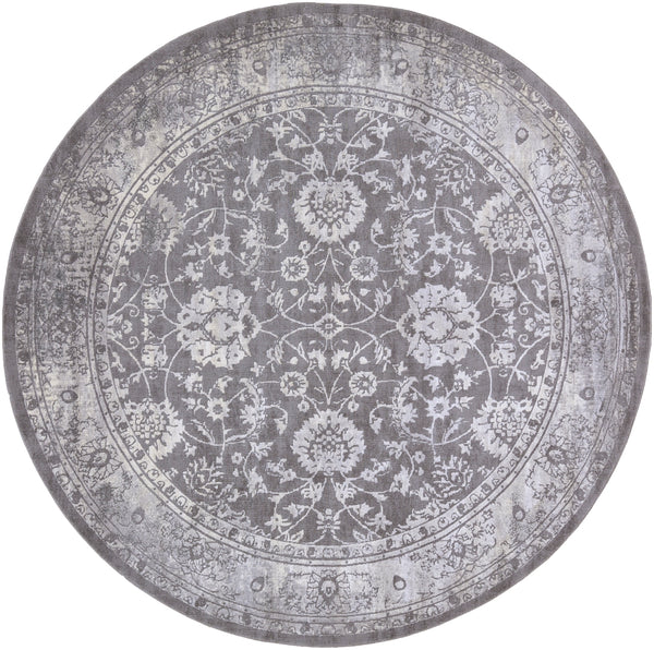 Tibetan TBT-2309 Traditional Polypropylene, Polyester Rug TBT2309-710RD Medium Gray, Ivory, Taupe, Charcoal 80% Polypropylene, 20% Polyester 7'10" Round