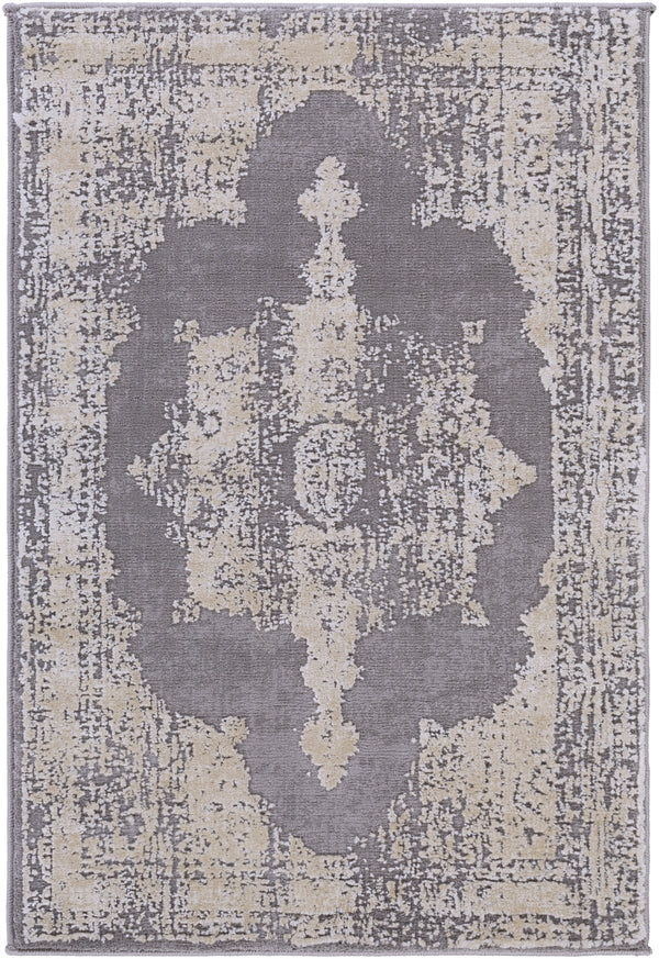 Tibetan TBT-2310 Traditional Polypropylene, Polyester Rug TBT2310-93123 Medium Gray, Charcoal, Cream, Khaki 80% Polypropylene, 20% Polyester 9' x 12'4"