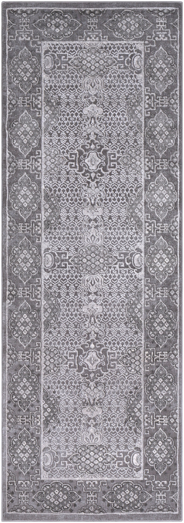 Tibetan TBT-2311 Traditional Polypropylene, Polyester Rug TBT2311-2776 Taupe, Medium Gray, Ivory 80% Polypropylene, 20% Polyester 2'7" x 7'7"
