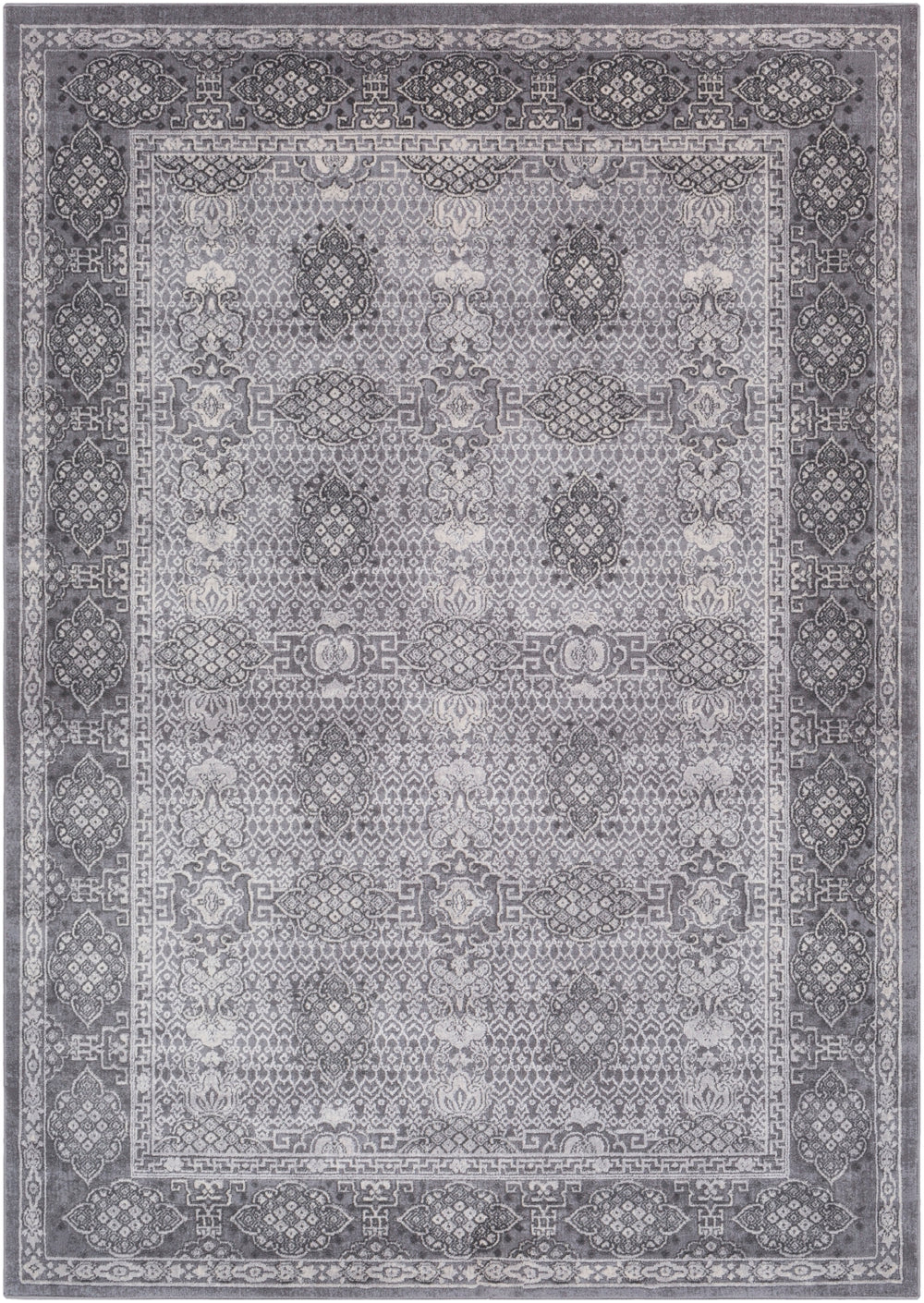 Tibetan TBT-2311 Traditional Polypropylene, Polyester Rug TBT2311-93123 Taupe, Medium Gray, Ivory 80% Polypropylene, 20% Polyester 9' x 12'4"