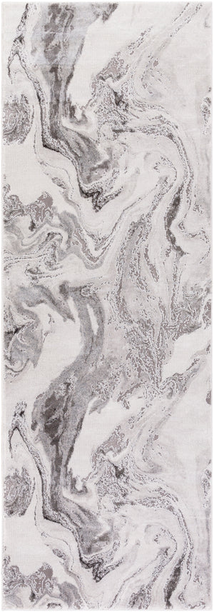 Tibetan TBT-2317 Modern Polypropylene, Polyester Rug TBT2317-2777 Medium Gray, Charcoal, Light Gray, White 80% Polypropylene, 20% Polyester 2'7" x 7'7"