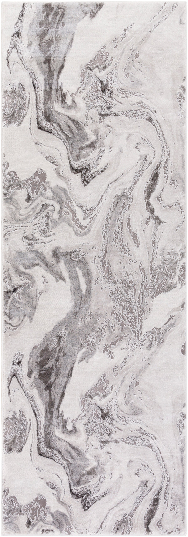 Tibetan TBT-2317 Modern Polypropylene, Polyester Rug TBT2317-2777 Medium Gray, Charcoal, Light Gray, White 80% Polypropylene, 20% Polyester 2'7" x 7'7"