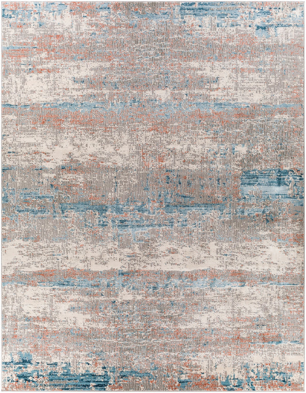Tibetan TBT-2322 Modern Polypropylene, Polyester Rug TBT2322-710102 Rust, Ivory, Taupe, Dark Green, Teal, Coral 78% Polypropylene, 22% Polyester 7'10" x 10'2"