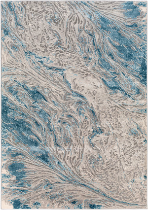 Tibetan TBT-2326 Modern Polypropylene, Polyester Rug TBT2326-5377 Teal, Aqua, Medium Gray, Charcoal, Cream 78% Polypropylene, 22% Polyester 5'3" x 7'7"