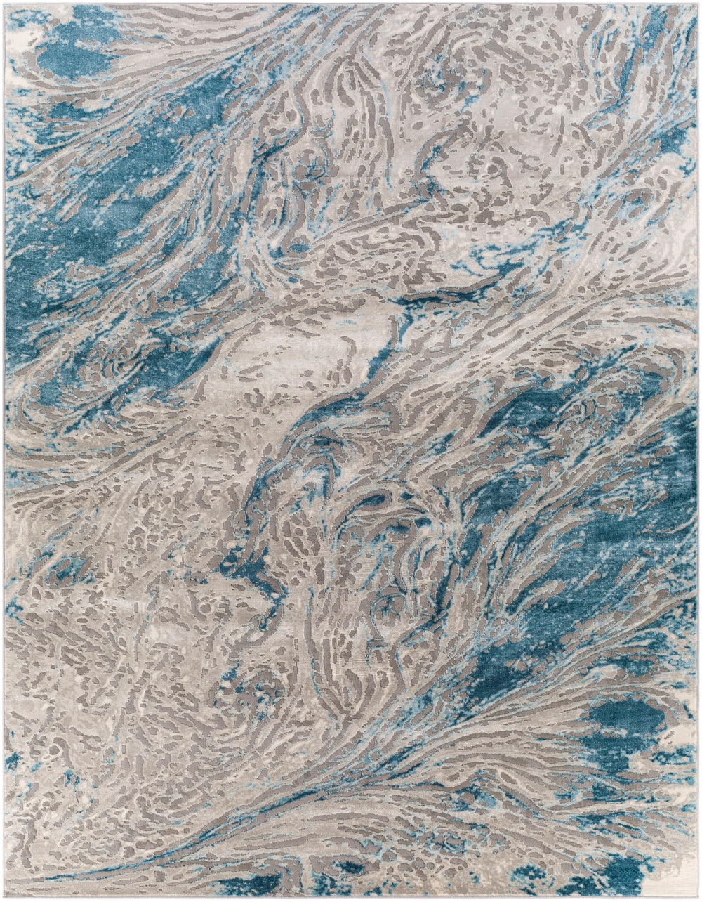 Tibetan TBT-2326 Modern Polypropylene, Polyester Rug TBT2326-9124 Teal, Aqua, Medium Gray, Charcoal, Cream 78% Polypropylene, 22% Polyester 9' x 12'4"