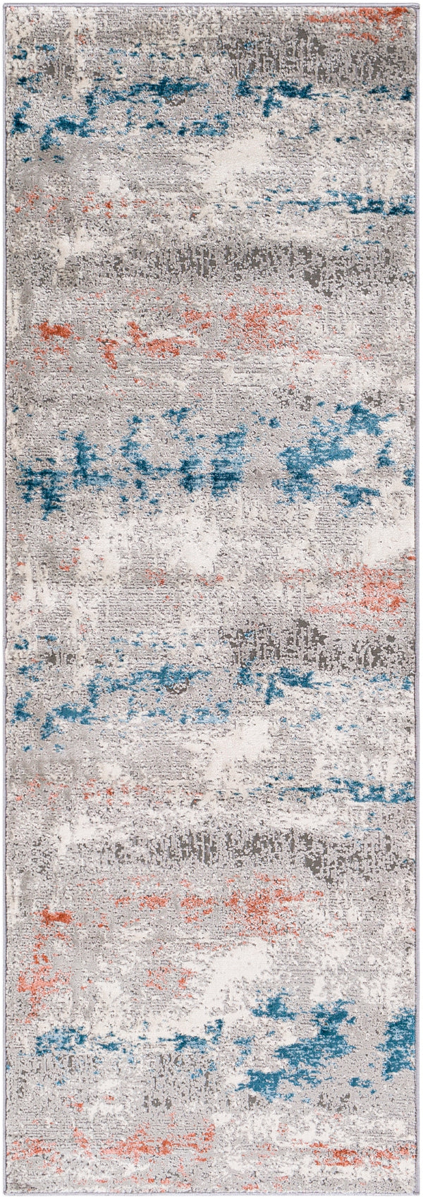 Tibetan TBT-2328 Modern Polypropylene, Polyester Rug TBT2328-2777 Coral, Ivory, Taupe, Dark Green, Teal, Rust 78% Polypropylene, 22% Polyester 2'7" x 7'7"