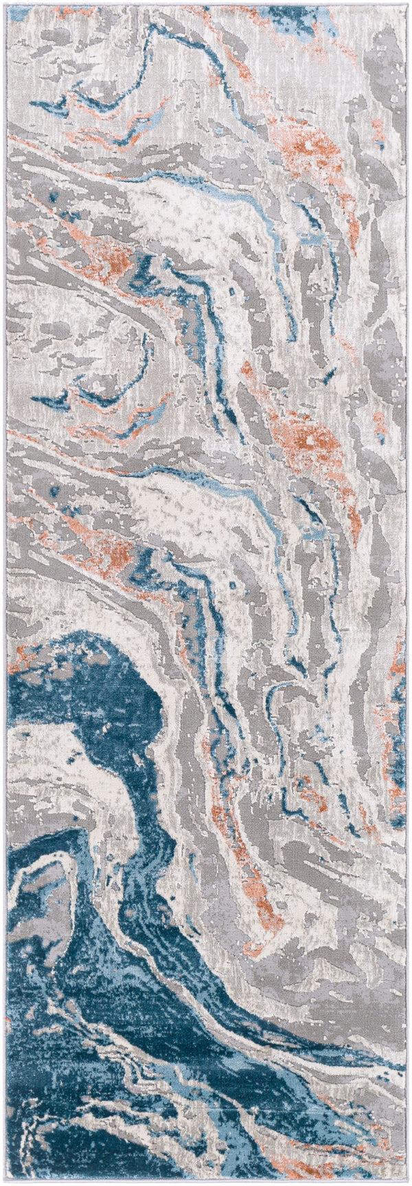 Tibetan TBT-2329 Modern Polypropylene, Polyester Rug TBT2329-2777 Taupe, Ivory, Dark Green, Teal, Rust, Coral 78% Polypropylene, 22% Polyester 2'7" x 7'7"