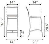 Zuo Modern Soar 100% Polyurethane, Plywood, Steel Modern Commercial Grade Barstool Set - Set of 2 White, Chrome 100% Polyurethane, Plywood, Steel