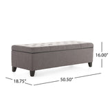 Mission Grey Fabric Storage Ottoman Noble House