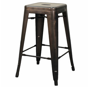 Metropolis Metal Backless Counter Stool Set of 4 - Stylish, Stackable, Durable for Home & Patio
