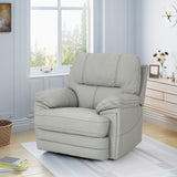 Elodie Leather Swivel Power Recliner, Light Grey Noble House